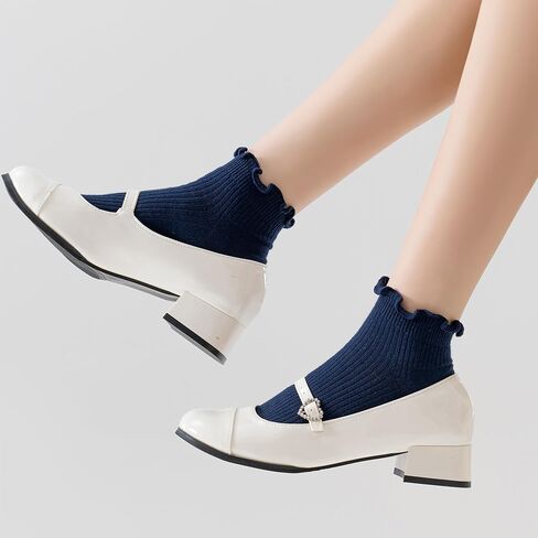 Mcool Mary Womens Ankle Ruffle Socks Cotton Casual Lettuce Frilly Cute Knit No Show Socks 5 Pack in Kuwait