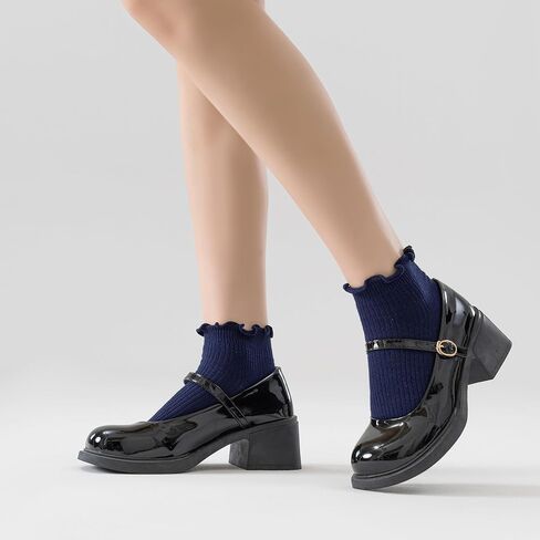 Mcool Mary Womens Ankle Ruffle Socks Cotton Casual Lettuce Frilly Cute Knit No Show Socks 5 Pack in Kuwait