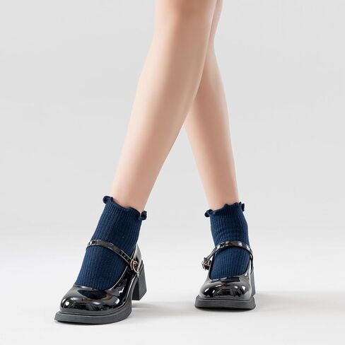 Mcool Mary Womens Ankle Ruffle Socks Cotton Casual Lettuce Frilly Cute Knit No Show Socks 5 Pack in Kuwait