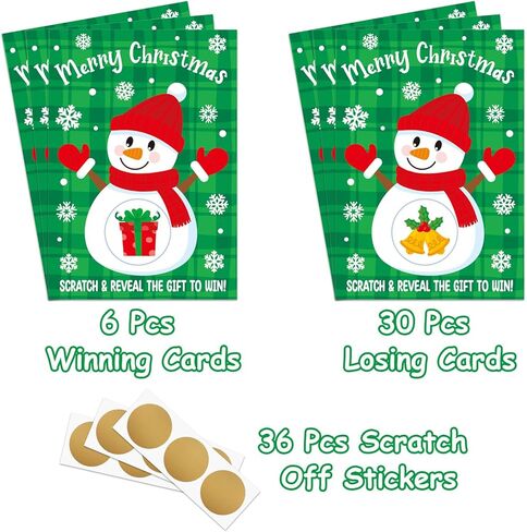 MOUNMDA Winter Scratch-Off Cards - 36 Pcs Winter Party Activity for Family Groups Adults Holiday Favors Baby Shower Activity Vouchers Festive Raffle Tickets in Saudi Arabia