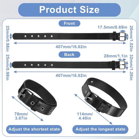 Grevosea 4 Pcs Adjustable Kilt Extender Straps, Belt Extender for Women Black PU Leather Belt with Metal Square Buckles for Coat Jacket Dress Bags DIY Craft in Saudi Arabia