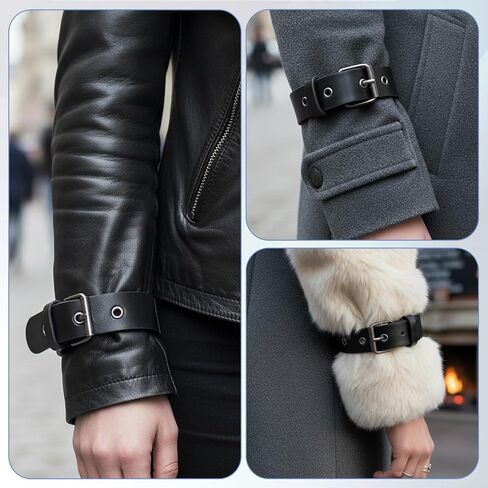 Grevosea 4 Pcs Adjustable Kilt Extender Straps, Belt Extender for Women Black PU Leather Belt with Metal Square Buckles for Coat Jacket Dress Bags DIY Craft in Saudi Arabia