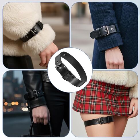 Grevosea 4 Pcs Adjustable Kilt Extender Straps, Belt Extender for Women Black PU Leather Belt with Metal Square Buckles for Coat Jacket Dress Bags DIY Craft in Saudi Arabia