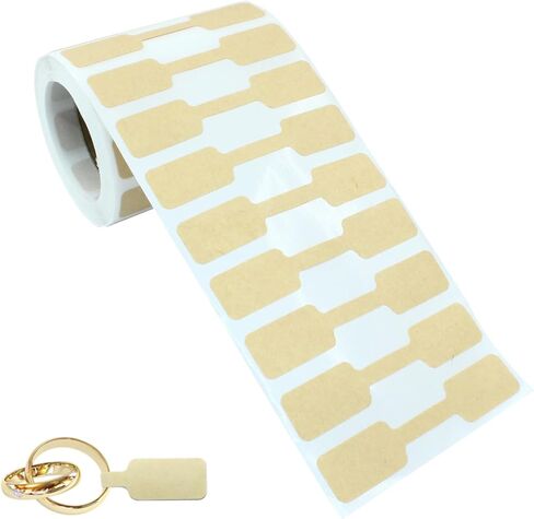 Waziaqoc 1000 PCS Jewelry Tags Roll for Necklace Earring Price Identify, Self Adhesive Labelchoice Rectangle Shape Blank Labels for Bracelet, Ring, Clothing Display, Kraft in Saudi Arabia