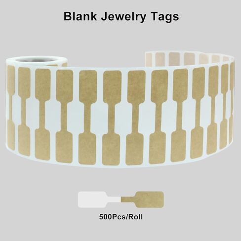 Waziaqoc 1000 PCS Jewelry Tags Roll for Necklace Earring Price Identify, Self Adhesive Labelchoice Rectangle Shape Blank Labels for Bracelet, Ring, Clothing Display, Kraft in Saudi Arabia