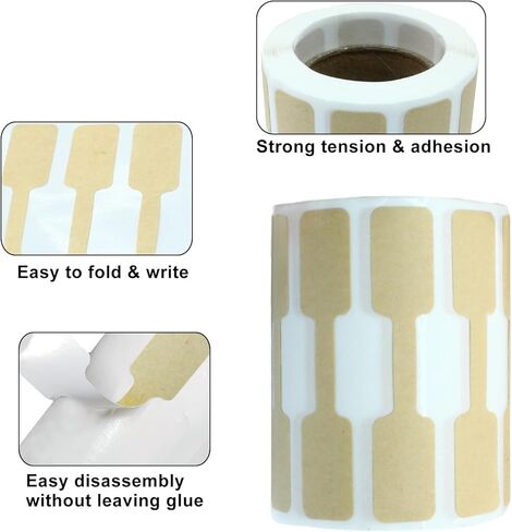 Waziaqoc 1000 PCS Jewelry Tags Roll for Necklace Earring Price Identify, Self Adhesive Labelchoice Rectangle Shape Blank Labels for Bracelet, Ring, Clothing Display, Kraft in Saudi Arabia