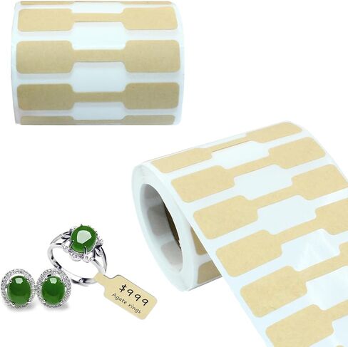Waziaqoc 1000 PCS Jewelry Tags Roll for Necklace Earring Price Identify, Self Adhesive Labelchoice Rectangle Shape Blank Labels for Bracelet, Ring, Clothing Display, Kraft in Saudi Arabia