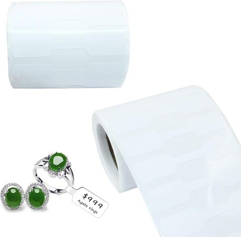 Waziaqoc 1000 PCS Jewelry Tags Roll for Necklace Earring Price Identify, Self Adhesive Labelchoice Rectangle Shape Blank Labels for Bracelet, Ring, Clothing Display, Kraft in Saudi Arabia