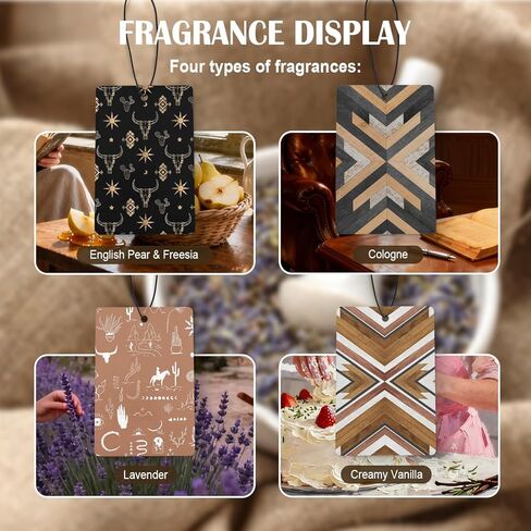 بوهو محايد الغربية سيارة الهواء المعطر 4 قطع، Howdy Preppy أحذية راعية البقر قبعة حدوة حصان معلقة معطر الهواء للسيارات خزانة درج الكتب، لطيف اكسسوارات السيارات الغربية للنساء in Kuwait