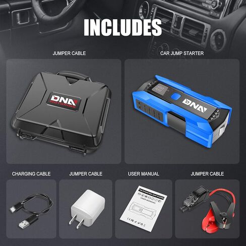DNA MOTORING 12V 1500A 15000 mAh Portable Car Battery Jump Starter, Battery Pack Chargers, Jump Box， for Up to 7.0L Gas & 5.5L Diesel Engine TOOLS-00216 Blue in Kuwait
