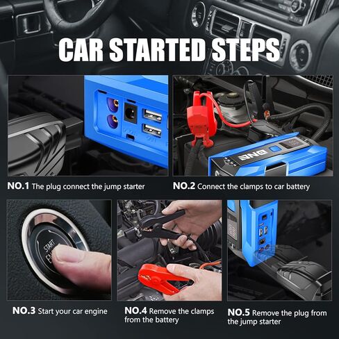 DNA MOTORING 12V 1500A 15000 mAh Portable Car Battery Jump Starter, Battery Pack Chargers, Jump Box， for Up to 7.0L Gas & 5.5L Diesel Engine TOOLS-00216 Blue in Kuwait
