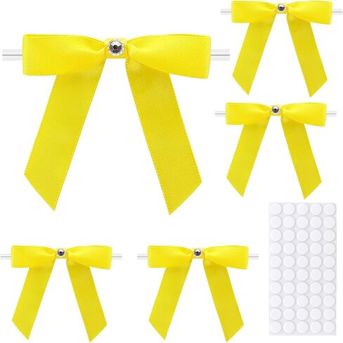50Pcs Gift Wrap Twist Tie Bows, 2.75in Burgundy Elegant Satin Ribbon Small Bows for Gift Wrapping Treat Bags, DIY Crafts, Wedding Decorations, Baby Shower, Birthday Party, Anniversary in Saudi Arabia