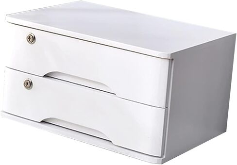 Desktop Storage Box with Drawers - Desktop File Cabinet Organizers, Wooden Desktop Storage Box with Lockable Drawers, A4 Receipt File Organizer, Flat File Cabinet (B 4 Drawers) in Saudi Arabia