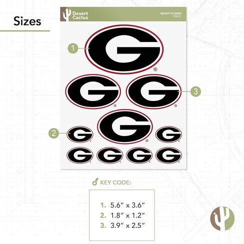 Desert Cactus University of Georgia Sticker Bulldogs UGA Dawgs Stickers Vinyl Decals Laptop Water Bottle Car Scrapbook T3 (Type 3-2) in Kuwait