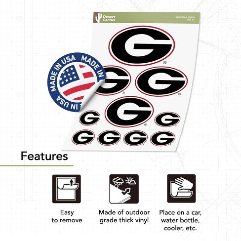 Desert Cactus University of Georgia Sticker Bulldogs UGA Dawgs Stickers Vinyl Decals Laptop Water Bottle Car Scrapbook T3 (Type 3-2) in Kuwait
