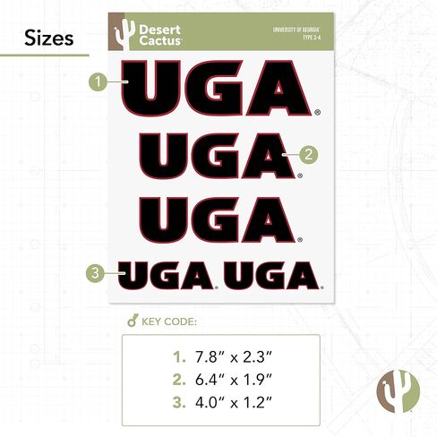 Desert Cactus University of Georgia Sticker Bulldogs UGA Dawgs Stickers Vinyl Decals Laptop Water Bottle Car Scrapbook T3 (Type 3-2) in Kuwait