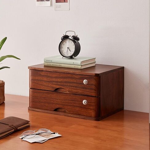 Desktop Organizer Storage Box - Desktop File Cabinet, Desktop Drawer Cabinet With Lock, Wooden File Cabinet, 1/2/3/4 Tier Flat File Cabinet Storage, Desktop Storage Cabinet/Data Cabinet (C 2 Drawer) in Kuwait
