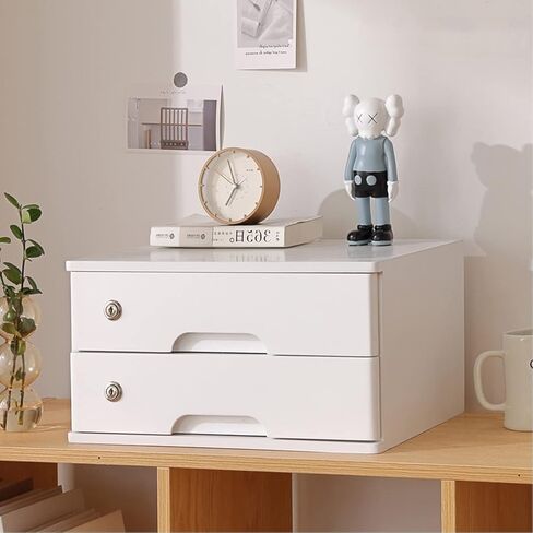 Desktop File Cabinet - Desktop Storage Box With Drawers, With Lock Desktop File Cabinet, Multilayer Desktop Organizer Storage Box With Drawers For Monitor Stand/Printer Platform (3 Drawer B) in Saudi Arabia