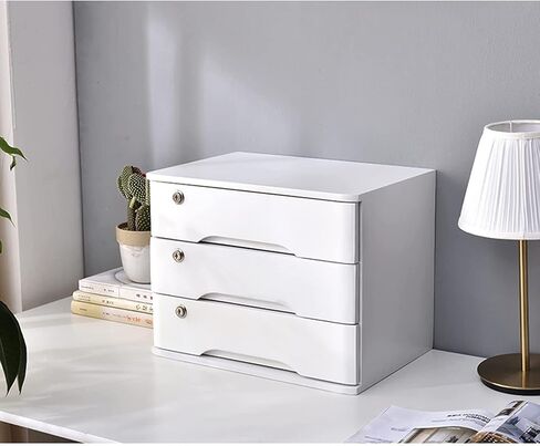 Desktop File Cabinet, Wood Desktop Organizer Cabinet, Desktop Storage Box with Drawers, File Organizer with Drawers, Office Supplies A4 Receipt File Organizer, with Lock (B) in Saudi Arabia