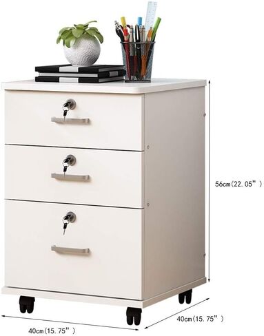 Solid Wood Desk Organizers - Flat File Cabinet with Caster, Wooden Desk Storage Box with Lockable Drawers, A4 Office Supplies/Receipt File Organizer (Wood Color) in Saudi Arabia