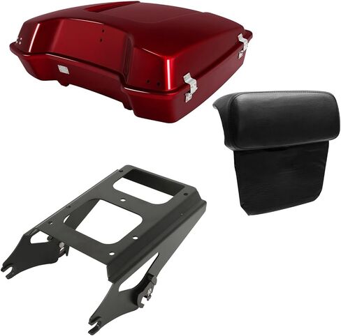 XMT-MOTO Razor Tour Trunk+Backrest Pad Fit for Harley Touring Road King Road Glide Street Glide Electra Glide 2009-2013 Red in Saudi Arabia