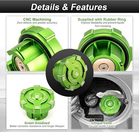 غطاء الوقود المغناطيسي الخام الألومنيوم قبعات الديزل الخضراء متوافقة مع دودج رام 1500 2500 3500 2019-2024 in Kuwait