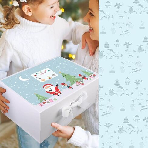 ملصقات بطاقات هدايا عيد الميلاد من THE ART BOX عدد 500 تصميمات عيد الميلاد الحديثة باللونين الأحمر والأبيض - تبدو رائعة على الهدايا وورق التغليف وحقائب الهدايا (1.57 × 2.36 بوصة). in Kuwait