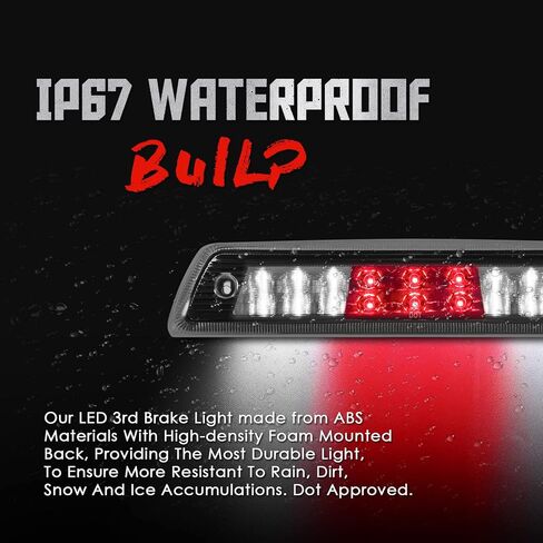 ضوء توقف ثالث عالي التركيب متوافق مع 2009-2014 Ford F150، 10-14 Lincoln Mark LT المركز الثالث للشحن العكسي الخلفي LED شريط ضوء الفرامل الخلفي صفين (كروم) in Kuwait