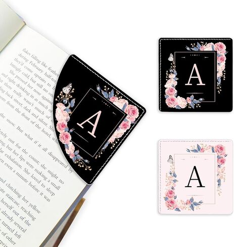 2 Pack A-Z Leather Book Corner Bookmark, Durable Handmade Reading Accessories - Gifts for Readers, Women, Men, Teachers, Students K in Saudi Arabia