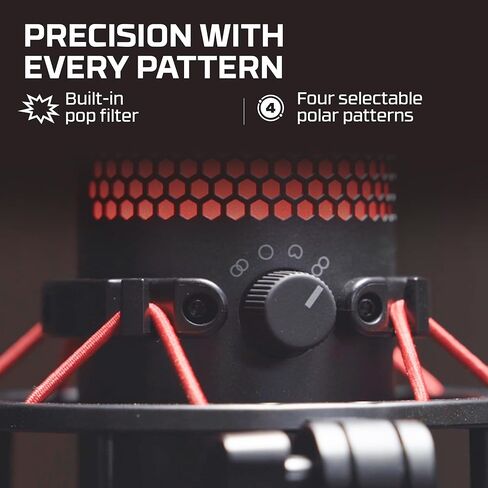 HyperX QuadCast 2 – USB Microphone for Gaming, Streaming and Podcasting, with On-Board Controls, LED Lighting, Removable Shock Mount, PC, Mac, PS5, PS4, USB-C - Black in Kuwait