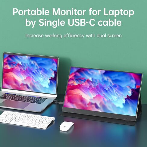 Cocopar Portable Monitor for Laptop - 15.6 Inch 1080P FHD HDR Travel Monitor with USB-C HDMI for Laptop PC Mac Surface Xbox PS4/5, VESA Mountable in Kuwait