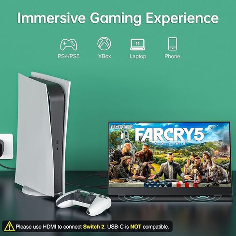 Cocopar Portable Monitor for Laptop - 15.6 Inch 1080P FHD HDR Travel Monitor with USB-C HDMI for Laptop PC Mac Surface Xbox PS4/5, VESA Mountable in Kuwait