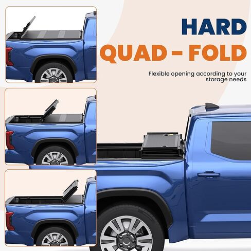 Fiberglass Quad Hard Tonneau Cover Compatible for 2014-2021 Toyota Tundra Fleetside Truck Bed Cover - 5.5 FT Bed On Top 66.7 inch in Saudi Arabia