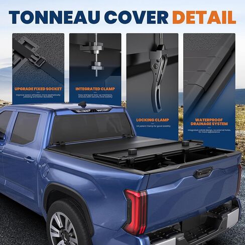 Fiberglass Quad Hard Tonneau Cover Compatible for 2014-2021 Toyota Tundra Fleetside Truck Bed Cover - 5.5 FT Bed On Top 66.7 inch in Saudi Arabia