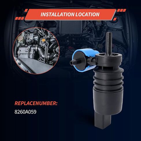 HiSport 8260A059 Windshield Wiper Pump - Compatible with Audi BMW Buick Chevrolet Chrysler Dodge Ford Jeep Mazda Mercedes-Benz Mini Mitsubishi Porsche Smart Volkswagen 2000-2023 in Saudi Arabia