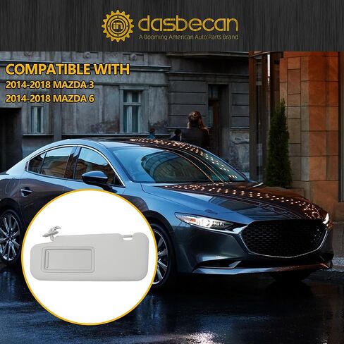 Dasbecan Gray Left Driver Side Sun Visor Replacement with Vanity Mirror Compatible with 2014 2015 2016 2017 2018 Mazda 3 Mazda 6 in Saudi Arabia