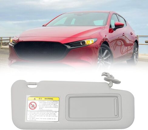Dasbecan Gray Left Driver Side Sun Visor Replacement with Vanity Mirror Compatible with 2014 2015 2016 2017 2018 Mazda 3 Mazda 6 in Saudi Arabia