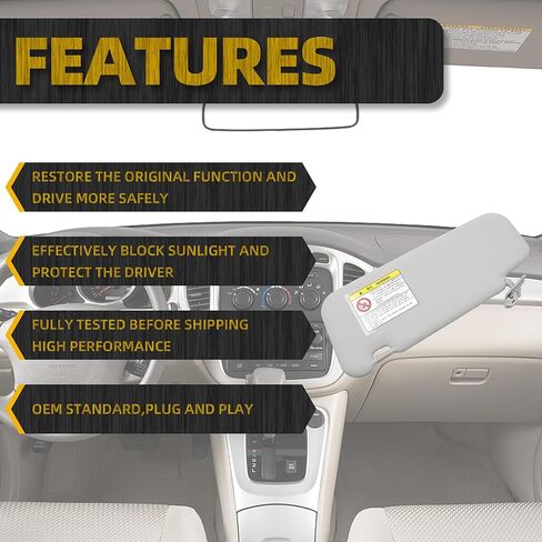 Dasbecan Gray Left Driver Side Sun Visor Replacement with Vanity Mirror Compatible with 2014 2015 2016 2017 2018 Mazda 3 Mazda 6 in Saudi Arabia