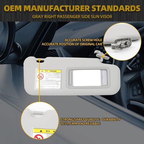 Dasbecan Gray Left Driver Side Sun Visor Replacement with Vanity Mirror Compatible with 2014 2015 2016 2017 2018 Mazda 3 Mazda 6 in Saudi Arabia