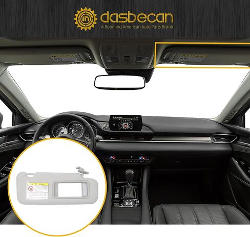 Dasbecan Gray Left Driver Side Sun Visor Replacement with Vanity Mirror Compatible with 2014 2015 2016 2017 2018 Mazda 3 Mazda 6 in Saudi Arabia