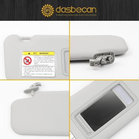 Dasbecan Gray Left Driver Side Sun Visor Replacement with Vanity Mirror Compatible with 2014 2015 2016 2017 2018 Mazda 3 Mazda 6 in Saudi Arabia