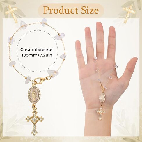 Steering Wheel Rosary Charm Accessory, Catholic Hanging Rosary Cross for Car, Virgin Mary Crucifix Pendant Charm Gifts for Women Men Christians Car Decor Accessories (White) in Saudi Arabia