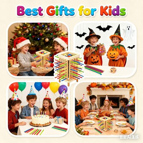 لعبة Pichoi Montessori Game الخشبية - لعبة سفر عائلية متعددة اللاعبين - لعبة المهارات الحركية التعليمية الدقيقة للرياضيات للأولاد والبنات من سن 3 إلى 8 سنوات، هدية مثالية للعطلات وأعياد الميلاد in Kuwait