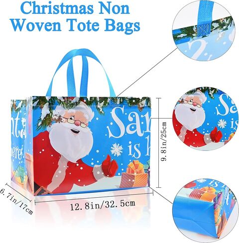 sanchlor 24 Pack Christmas Gift Bags, 12.6"x9.8"x6.7" Large Non-Woven Tote Bags with Handles for Wrapping Xmas Party Favors in Saudi Arabia