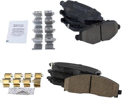 Front and Rear Brake Pad Set Ceramic Hardware Compatible with 2012-2016 Chrysler Town and Country 2012-2016 Dodge Grand Caravan 2012-2014 Volkswagen Routan 2012-2015 Ram CV 2013 Dodge Journey in Saudi Arabia
