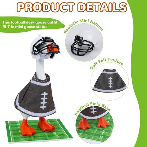 7 Inch Desk Goose Outfit Football Mini Goose Clothes & Football Headwear, Felt Magnetic Desktop Geese Costume, Funny Desk Geese Accessories for Football Fans, Office & Home Decor in Kuwait