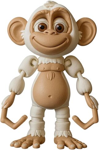 Articulated Monkey Figurine – Playful Desk Fidget for Teens & Adults – Stress Relief & Collectible – 3D Printed in Canada (White) in Saudi Arabia