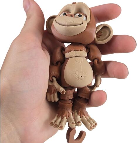 Articulated Monkey Figurine – Playful Desk Fidget for Teens & Adults – Stress Relief & Collectible – 3D Printed in Canada (White) in Saudi Arabia