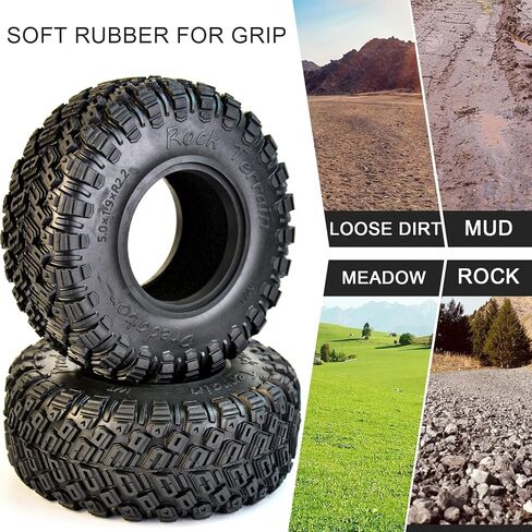 إطارات 2.2 RC الزاحفة 4 قطع من المطاط الناعم لجميع التضاريس، ارتفاع 125 مم، تناسب TRX4 Sport، Redcat Everest 10، Axial SCX10 Capra 4WS RBX10 Ryft، إطارات RC للطرق الوعرة مع حشوات من الفوم in Kuwait