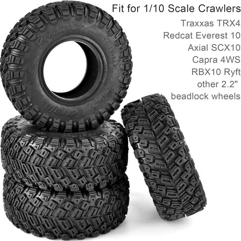 إطارات 2.2 RC الزاحفة 4 قطع من المطاط الناعم لجميع التضاريس، ارتفاع 125 مم، تناسب TRX4 Sport، Redcat Everest 10، Axial SCX10 Capra 4WS RBX10 Ryft، إطارات RC للطرق الوعرة مع حشوات من الفوم in Kuwait